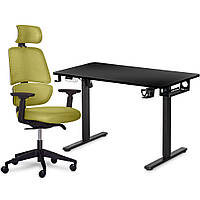 Комплект Mealux PowerDesk Lite Black + Leo Air Plus Green (арт. EVO-201 Lite B/B+Y 546 KZ)