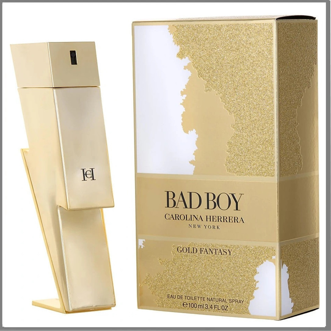 Carolina Herrera Bad Boy Gold Fantasy туалетна вода 100 ml. (Кароліна Єррера Бед Бой Голд Фентезі)