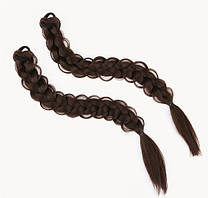 Набір 2 накладні коси-хвости на гумці 60 см колір шоколад  – елегантні термостійкі коси для зачісок, свят і вечірок