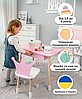 Дитячий стільчик "корона" з дерева 26.5х26х25см, стілець для дівчинки, білий з рожевим, фото 6