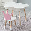 Дитячий стільчик "корона" з дерева 26.5х26х25см, стілець для дівчинки, білий з рожевим, фото 7