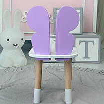 Дитячий стільчик метелик 26.5х26х25см, стілець у дитячу кімнату до 7 років, білий з фіолетовим, фото 2