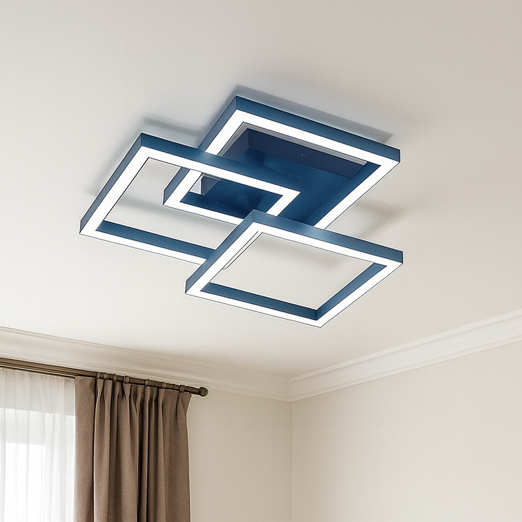 Квадратна чорна люстра Led для приміщень до 13 м² з пультом URBAN B, фото 1