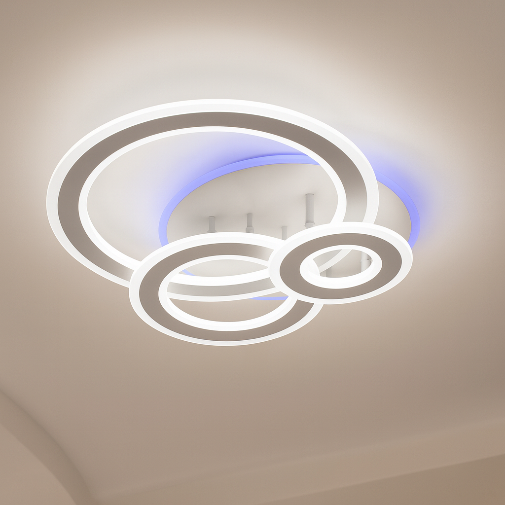 Біла Led-люстра до 20 м² на три кільця на 168 Вт Sirius 77665/3 WT, фото 1