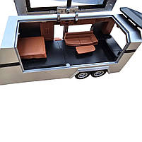 Машинка метал Tesla Cybertruck з прич-кемпером та квадр срібна Тесла 1:32 звук світло 17,5*6*6,5см (CZ 58 B), фото 3