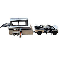 Машинка метал Tesla Cybertruck з прич-кемпером та квадр срібна Тесла 1:32 звук світло 17,5*6*6,5см (CZ 58 B), фото 9