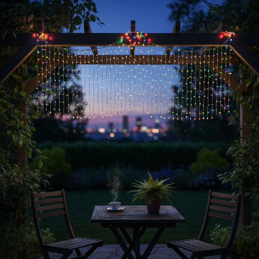 Вулична гірлянда бахрома 3 м, 90 LED, 18 ниток, білий дріт, фото 1