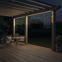 Вулична гірлянда бахрома 12 м, 200 LED, мультиколор, чорний дріт