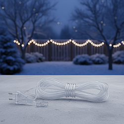 Подовжувач для гірлянд 5 м, прозорий дріт, 220V
