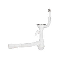 Сифон для кухонної мийки Lidz (WHI) 60 08 E001 01 ECO з круглим переливом (вихід 50 мм)