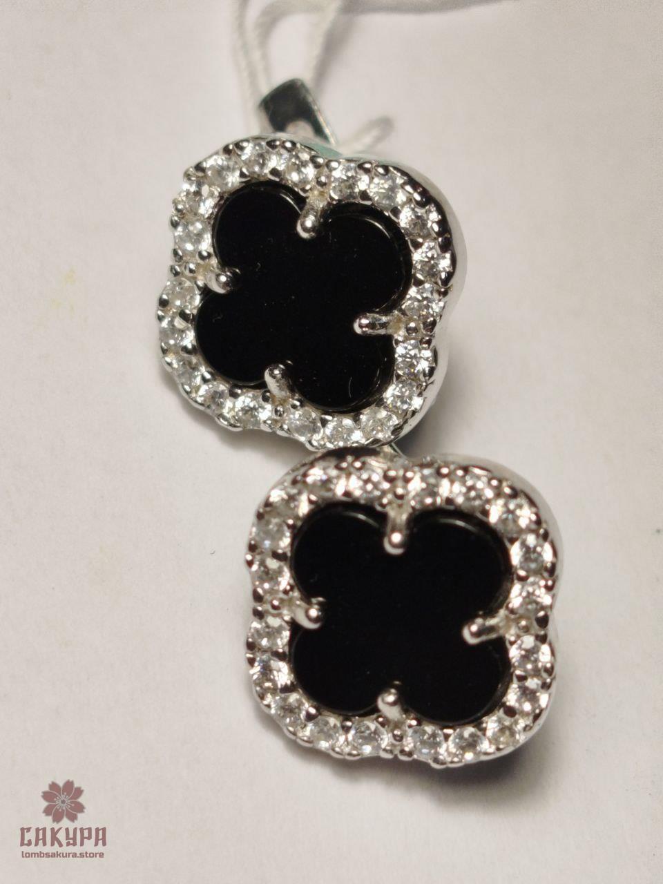 Срібні Сережки зі вставкою цирконій, фото 1