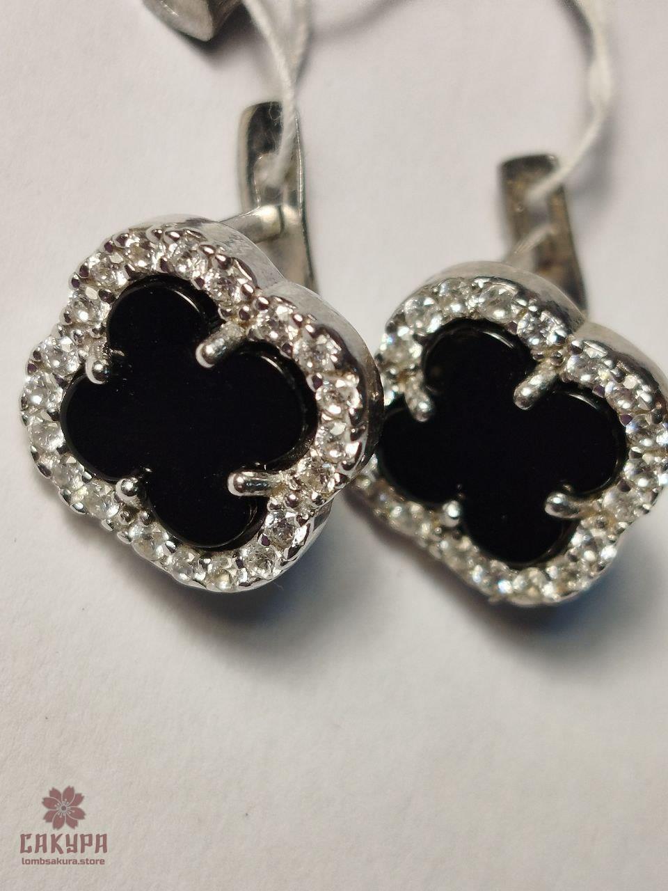 Срібні Сережки зі вставкою цирконій, фото 1