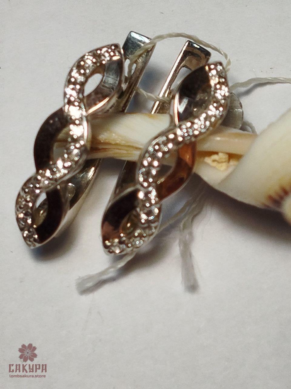 Срібні Сережки зі вставкою цирконій, фото 1