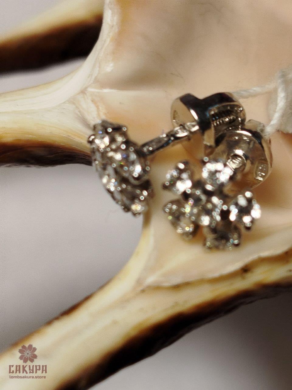 Срібні Сережки зі вставкою цирконій, фото 1