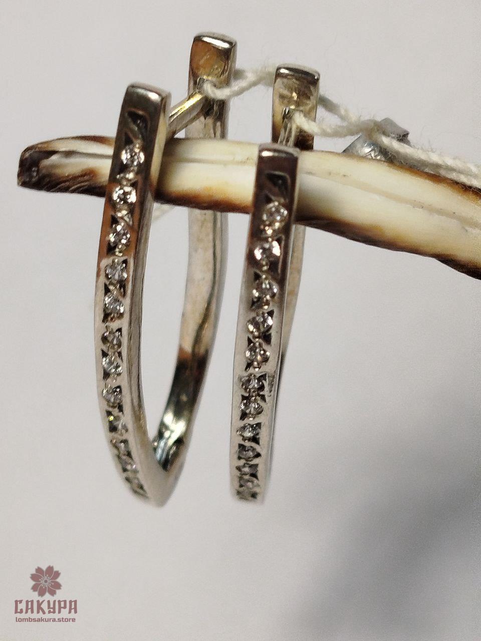 Срібні Сережки зі вставкою цирконій, фото 1