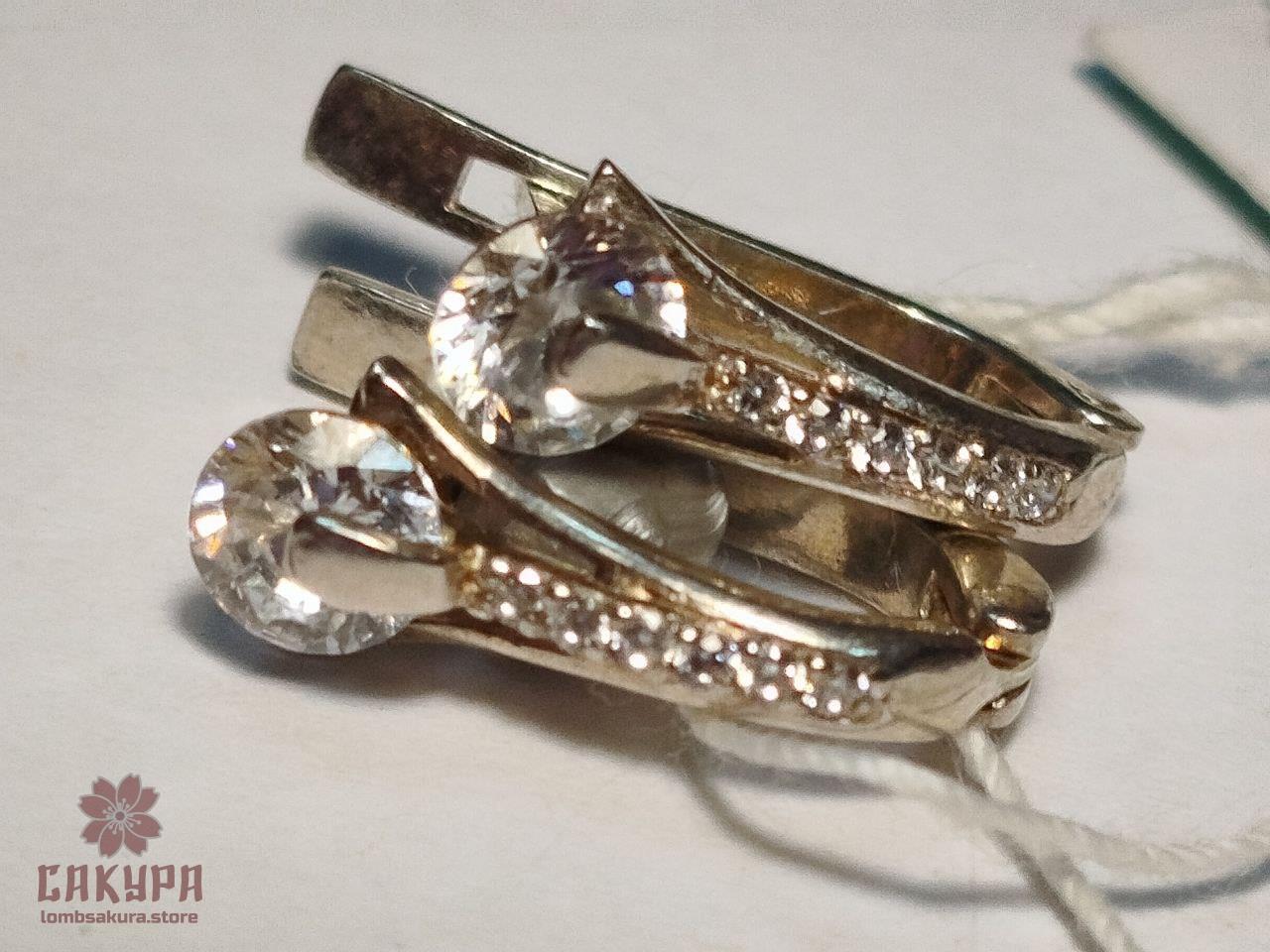 Срібні Сережки зі вставкою цирконій, фото 1