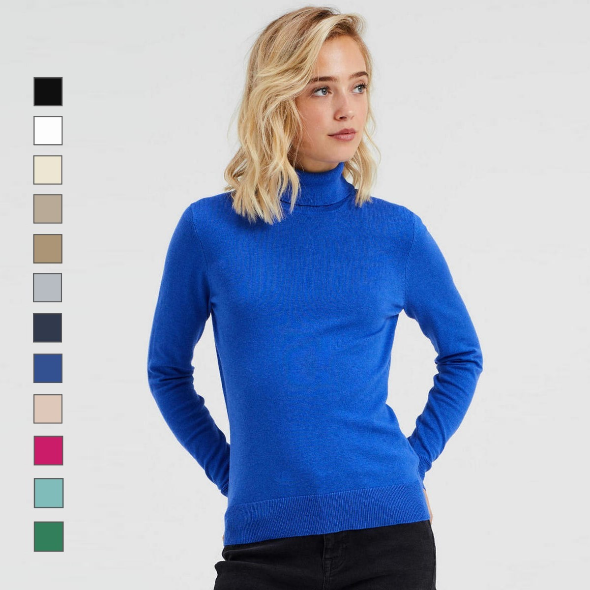 42-44, 46-48. Жіночий гольф з м'якого і приємного матеріалу, однотонний базовий - синій