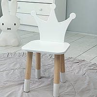 Дитячий дерев'яний стільчик принцеса ВхШхГ 26х26х24см, стілець для дитини, білий