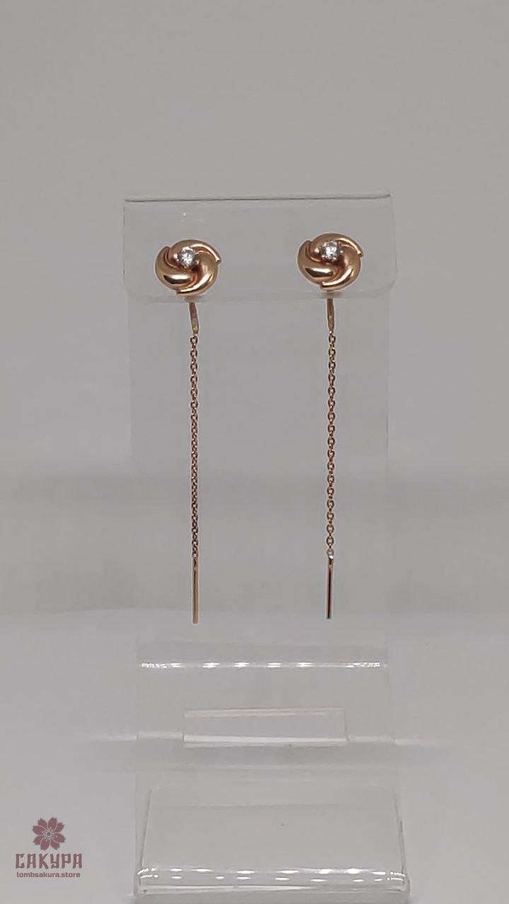 Золоті Сережки зі вставкою цирконій, фото 1