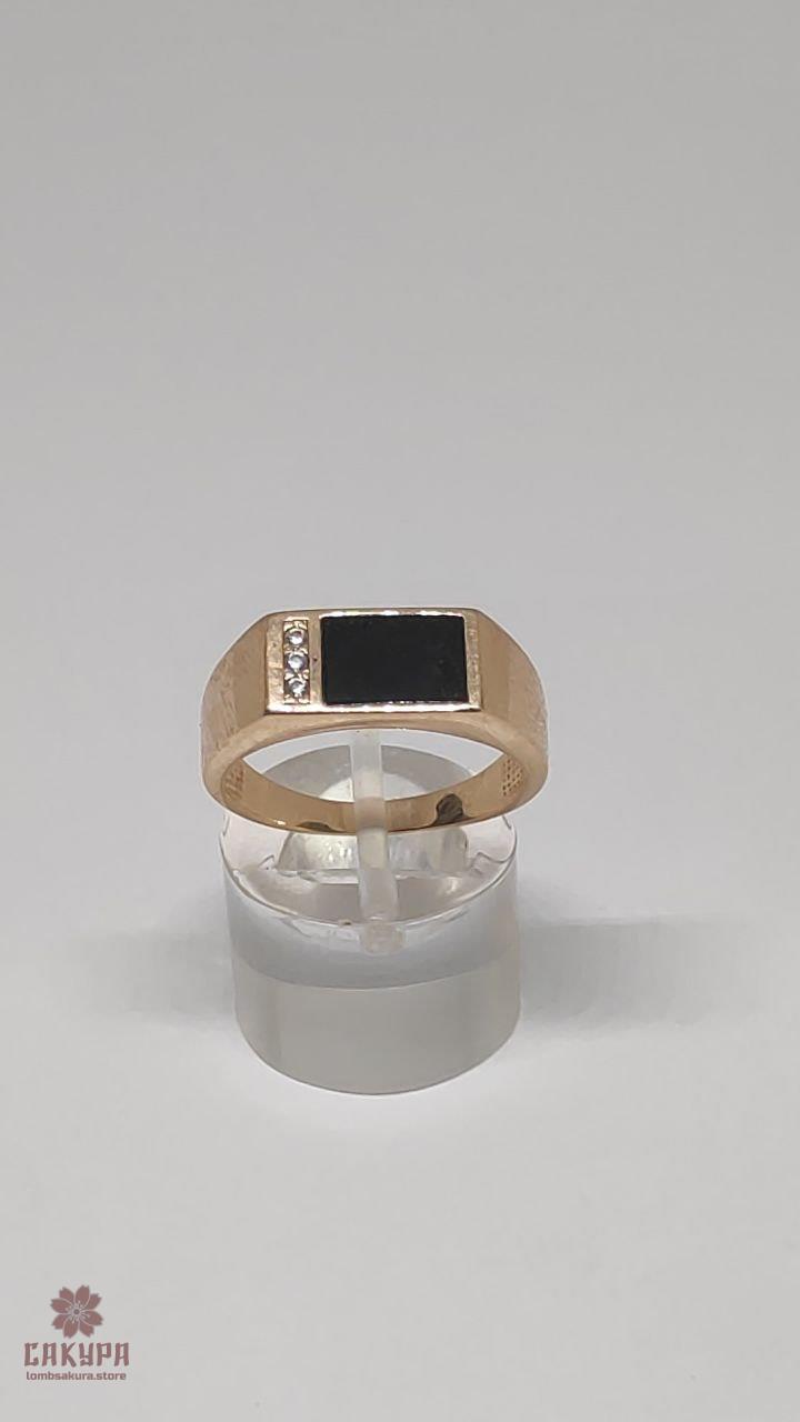 Золотий Перстень зі вставкою емаль, фото 1