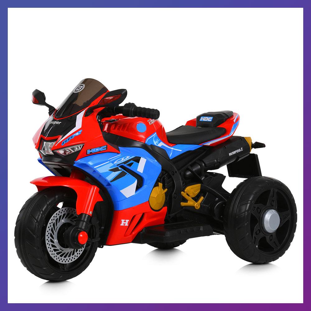 Дитячий електро мотоцикл триколісний на акумуляторі Bambi M 6220 для дітей 2-6 років Красно-синий, фото 1