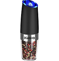 Професійний електричний млин для спецій і перцю гравітаційний подрібнювач Magio MG-211 Чорний — з підсвіткою