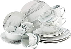 Набір столового посуду CreaTable Marmor з 24 предметів на 6 персон керамограніт високої якості Сірий