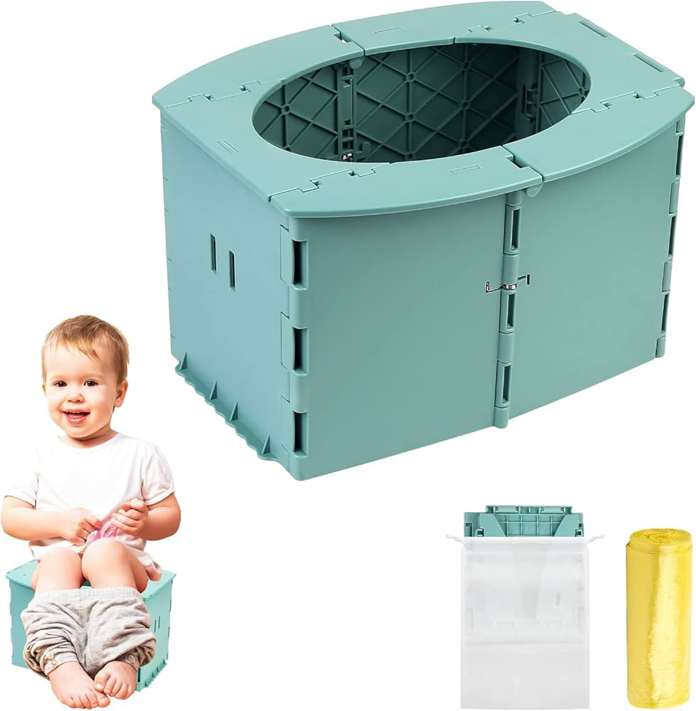 Дитячий складаний дорожній горщик ЗЕЛЕНИЙ, фото 1