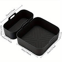 Набір форм в аерогриль прямокутна та квадратна силіконові 19398 2 шт чорний ID 5156193, фото 2