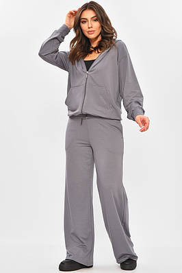 Спортивний костюм жіночий однотонний сірого кольору 207393T Безкоштовна доставка