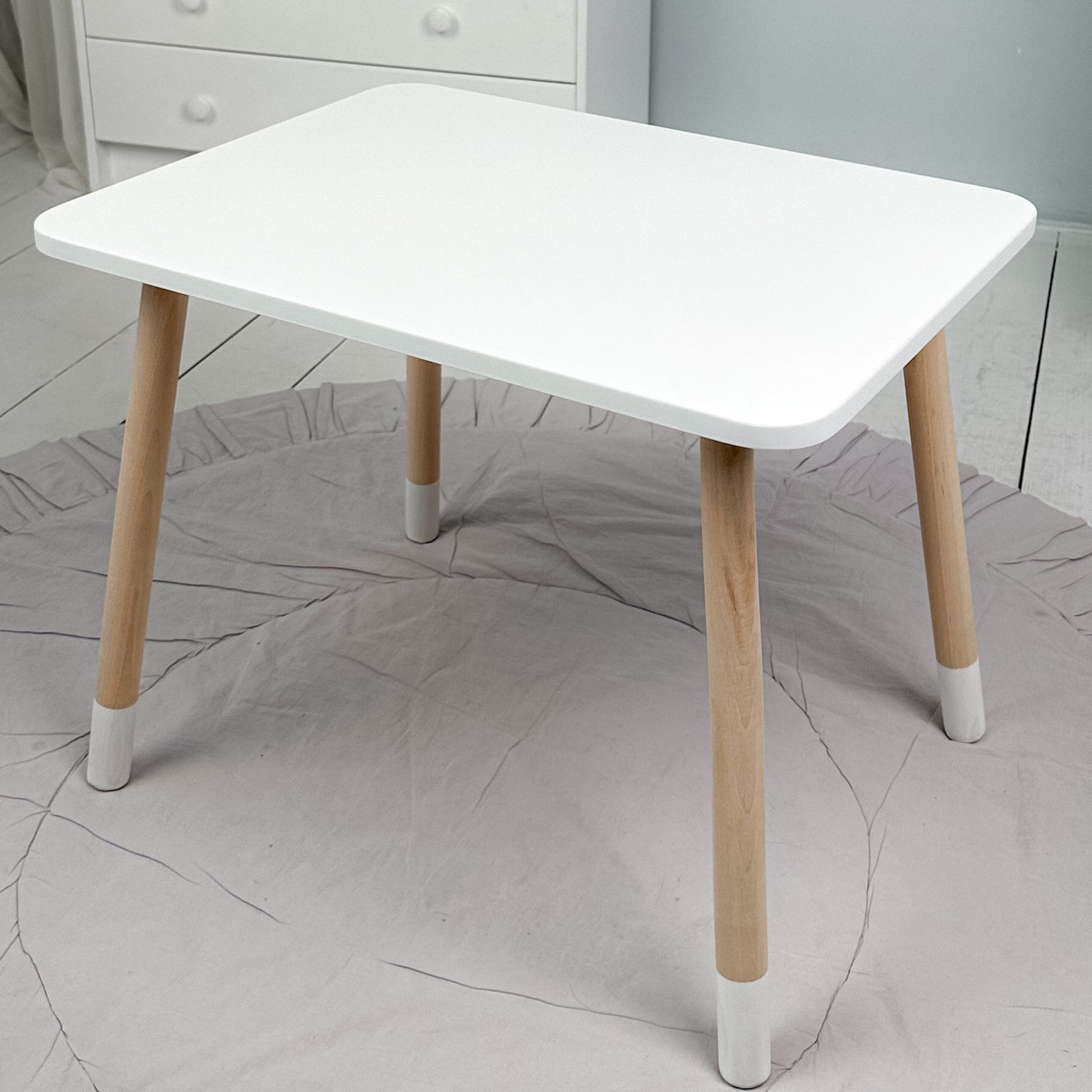 Дитячий прямокутний столик 46х60х45, стіл у дитячу від 1 року, білий, фото 1