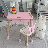 Дитячий столик з висувним ящиком 46х60х45, стіл для дівчинки з нішею, рожевий, фото 3