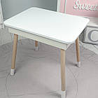 Дитячий дерев'яний столик з відкидним верхом 53×60×45, стіл з нішею в дитячу, білий
