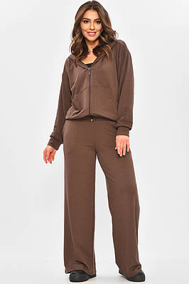 Спортивний костюм жіночий однотонний шоколадного кольору 207401T Безкоштовна доставка