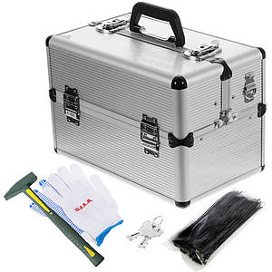 Ящик розпашний для інструменту з комплектом (молоток 500г, стяжки, рукавички ) S.I.L.A. 36х22х25 см  AVT195308