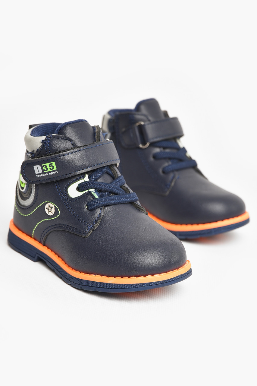 Черевики дитячі демісезон темно-синього кольору на флісі 207466T Безкоштовна доставка, фото 1