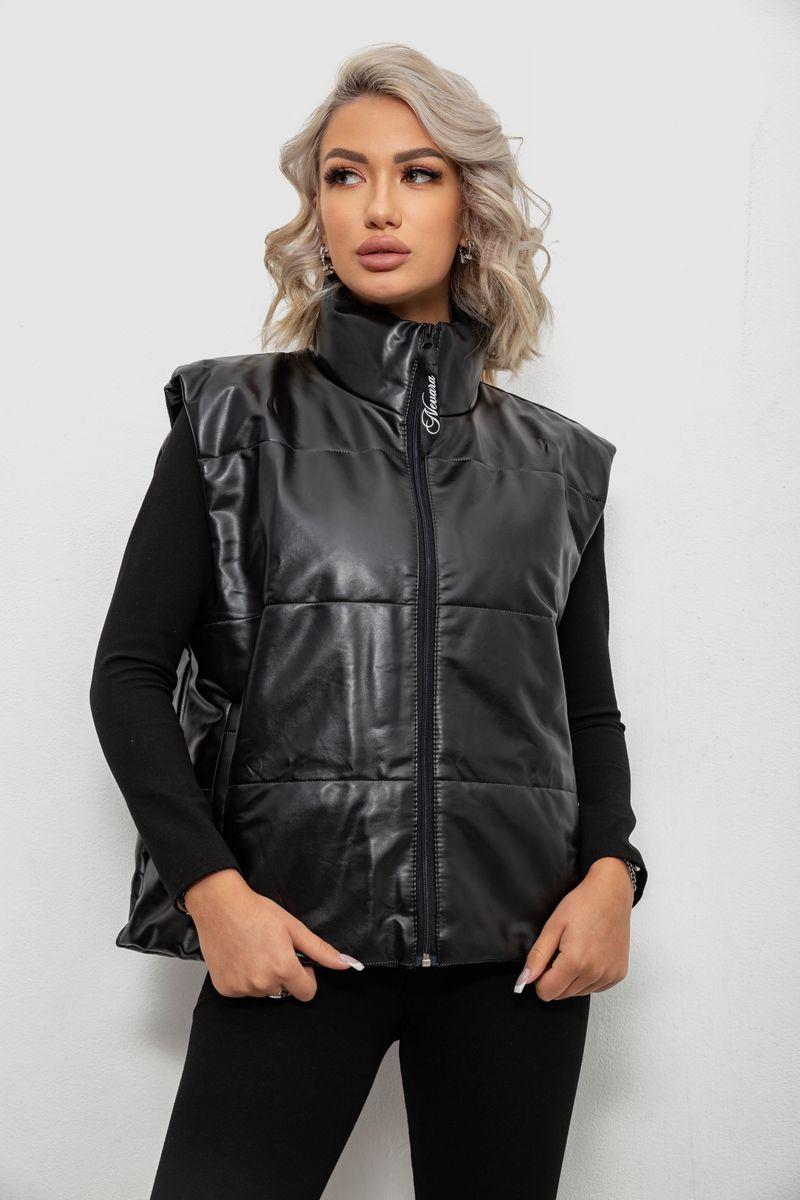 Жилет жіночий демісезонний екошкіра, колір чорний, 257R98-2, фото 1