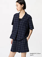 Лёгкая женская юбка-шорты UNIQLO в клетку 1159846015 (Синий XXL)