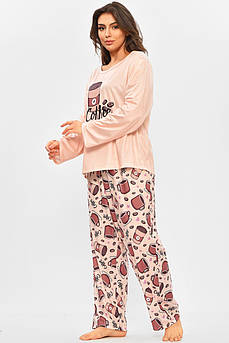 Піжама жіноча бежевого кольору з принтом 207402M