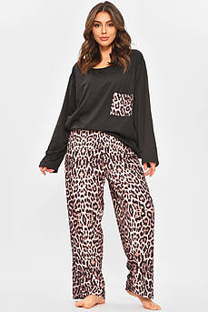 Піжама жіноча напівбатальна чорного кольору з принтом 207414M