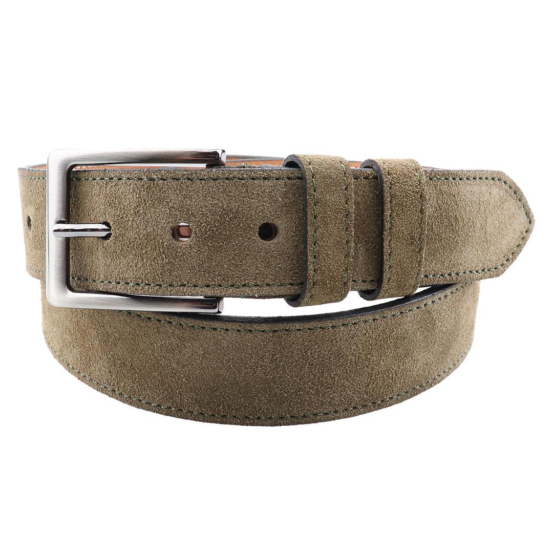 Замшевий чоловічий ремінь Bond BB 033-7 оливкового кольору, фото 1