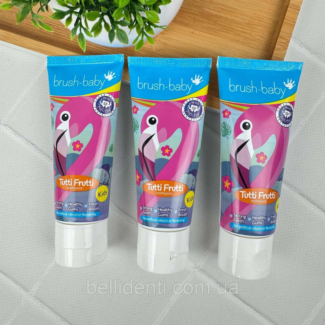 Дитяча зубна паста Brush-Baby Фламінго від 3 років (фтор 1350, смак тутті-фрутті, 50 мл), 3 шт