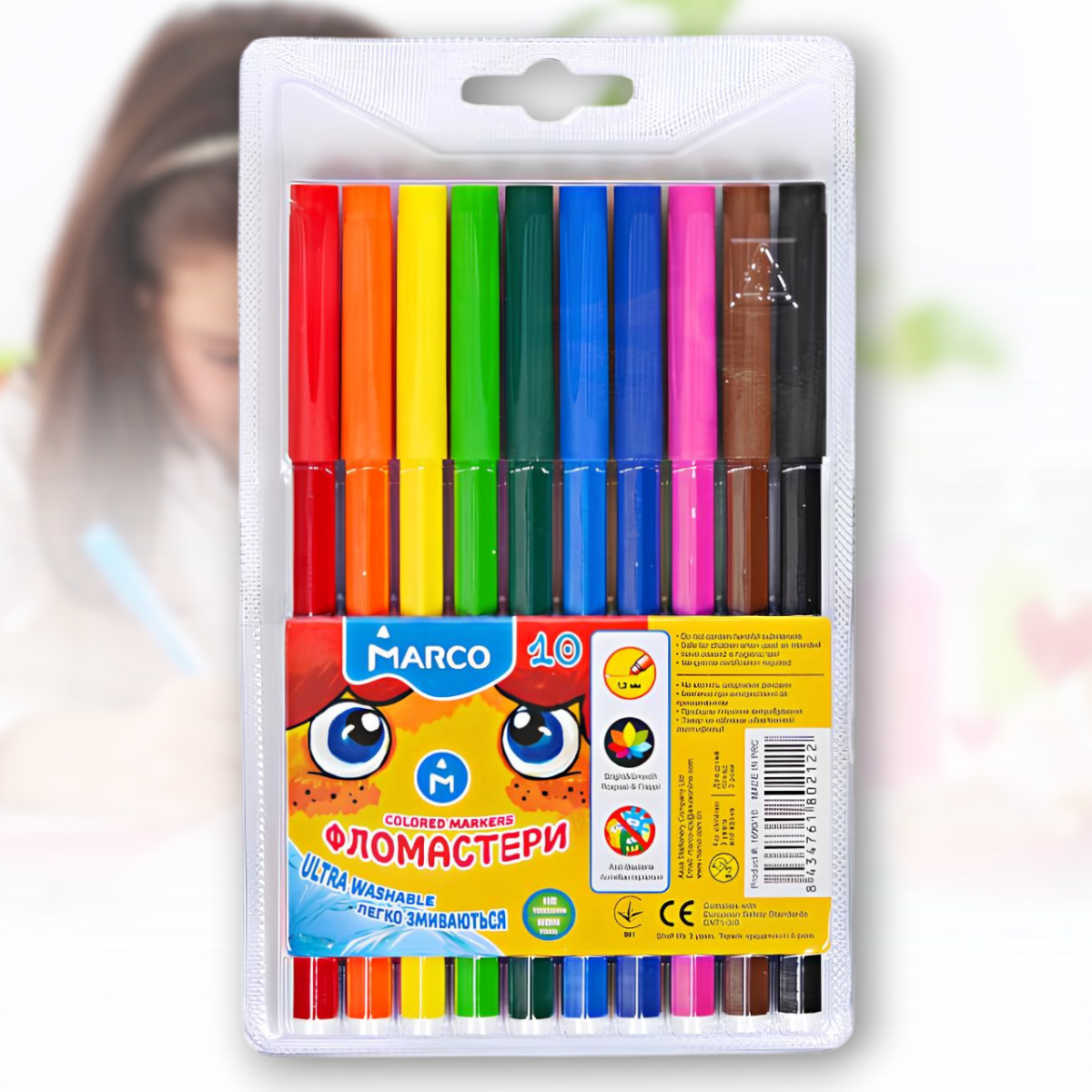 Набір фломастерів на водній основі MARCO 1690/10 Упаковка 10 шт., фото 1