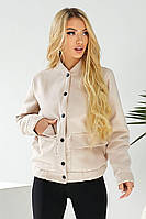 Жіночий Бомбер Світло Бежевий Однотонний Короткий Демісезонний Shopingo