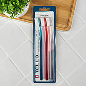 Набір зубних щіток Tello Ultra Soft 6240 (синя,червона,прозора), 3 шт