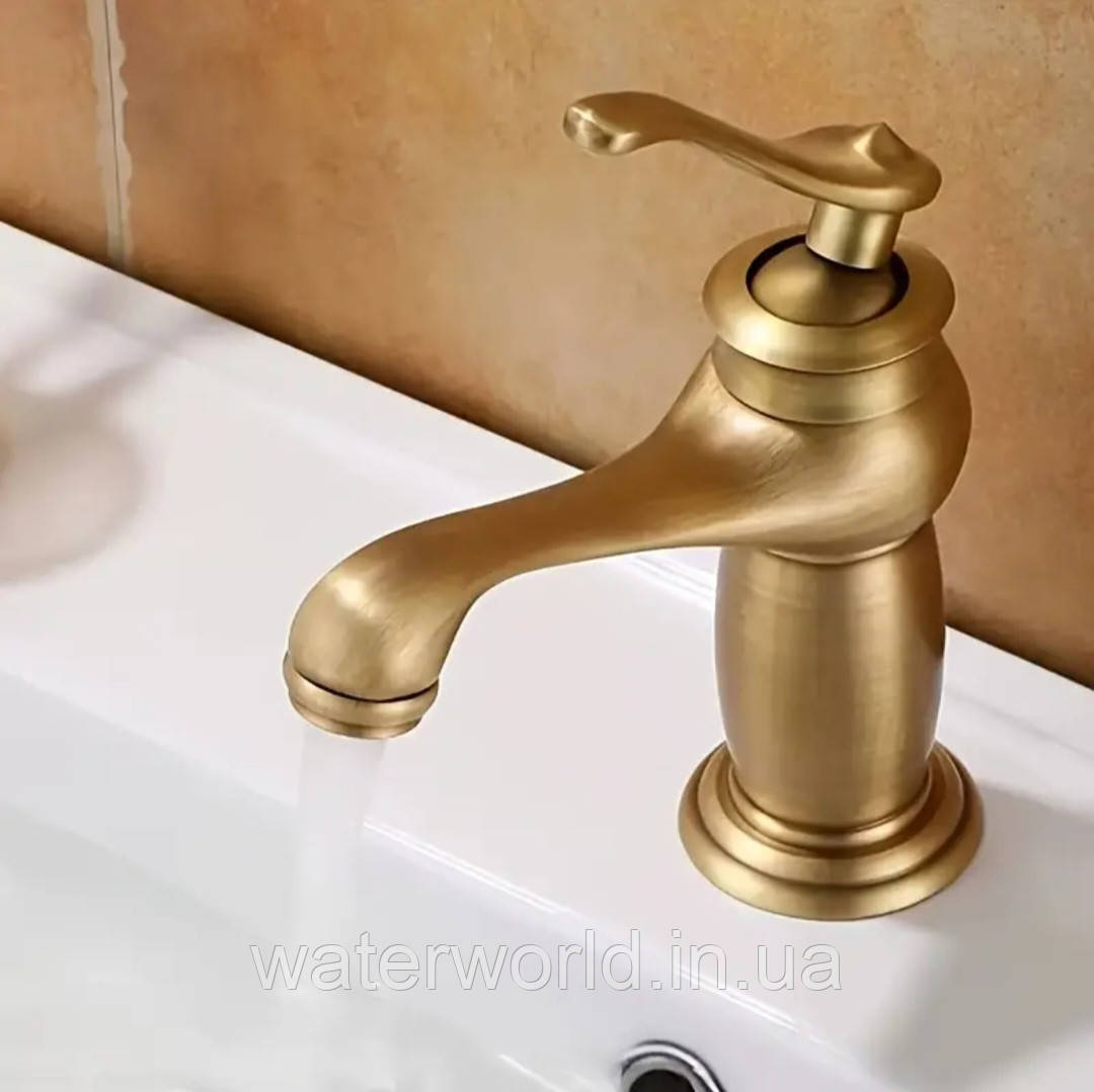 Античний латунний змішувач для умивальника TM. Epelli в бронзовому кольорі, фото 1
