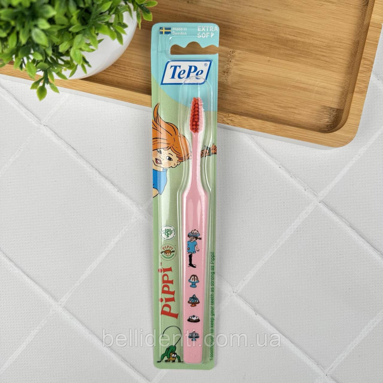 Дитяча зубна щітка TePe Kids Pippi X-Soft (від 3 років), рожева