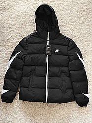 Чоловіча зимова куртка пуховик Nike Чорний з білими вставками — стиль і тепло в холодний сезон