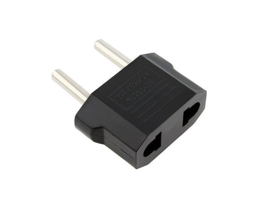 Мережевий адаптер US→EU, перехідник з американської вилки на євро-розетку, чорний