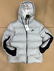 Універсальна зимова куртка пуховик Nike Світло-сірий з чорними вставками — стиль і комфорт у холодний сезон, чоловіча та жіноча